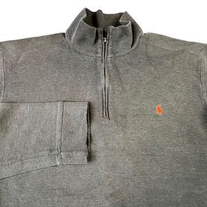 Polo Ralph Lauren Mens 1/4 Zip Pullover Sweater Size Large Green Orange‎ Pony